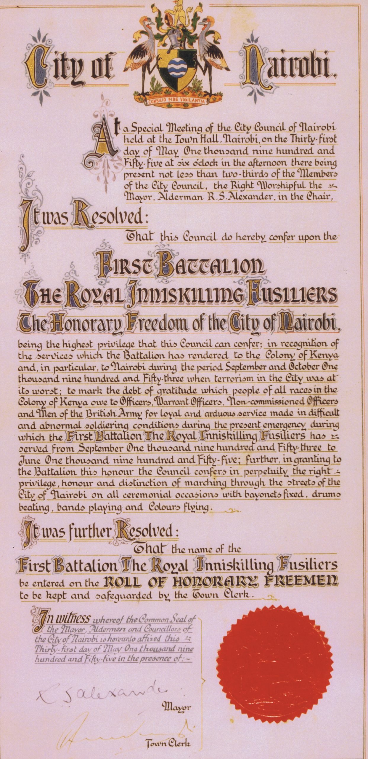 Freedom of Nairobi Scroll