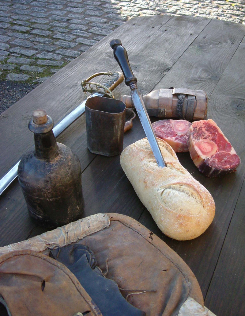 A soldier’s daily ration. (the objects are originals from the Inniskillings Museum collection and belonged to an officer in 1812)