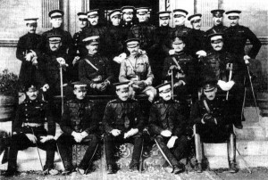 The Inniskilling Officers in Ireland 1904. The Regiment was stationed at the Curragh from November 1902 to April 1904 and then for two years at Marlboruogh Barracks, Dublin. Oates is fifth from the left in the back row, Baden-Powell is second from the right in the middle row