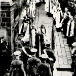 1939 - Old Colours of the 1st Bn being received by the Bishop at St Macartin's Cathedral, Enniskillen