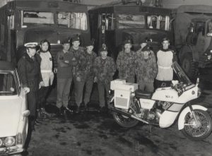 1978 - Fire fighting squad in a fire station during Firefighters National Strike