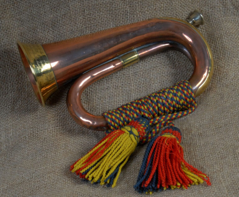 The bugle used by Dmr Downs to sound the advance of the 36th (Ulster) Div on 01 Jul 1916 (Inniskillings Museum Collection)